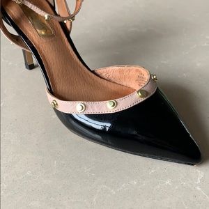 Ankle strap pink and patent leather shoes Sz 7